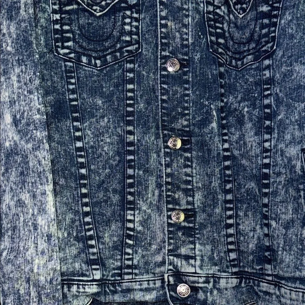 VTG,True Religion Blue Acid Wash Denim Jacket Size 3XL